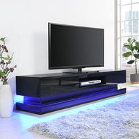 Product photograph of Step High Gloss Tv Stand In Black With Multi Led Lighting from Furniture in Fashion