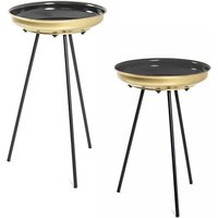 Product photograph of Stockton Metal Set Of 2 Side Tables In Black And Gold from Furniture in Fashion