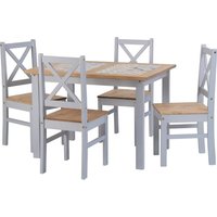 Product photograph of Sucre Tile Top Wooden Dining Table With 4 Chairs In Slate Grey from Furniture in Fashion