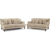 Product photograph of Sumter Fabric 3 2 Seater Sofa Set In Beige from Furniture in Fashion