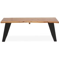 Product photograph of Surah Wooden Coffee Table With Black Metal Base In Natural from Furniture in Fashion
