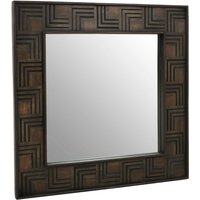 Product photograph of Sutra Square Wall Bedroom Mirror In Brown Wooden Frame from Furniture in Fashion
