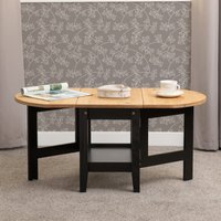 Product photograph of Suva Wooden Drop Leaf Coffee Table In Waxed Pine And Black from Furniture in Fashion