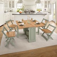 Product photograph of Suva Wooden Folding Dining Table With 4 Chairs In Green Waxed Pine from Furniture in Fashion