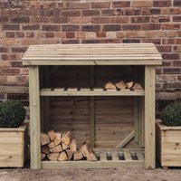 Product photograph of Sylvania Wooden Garden Log Store With Kindling Shelf In Natural from Furniture in Fashion