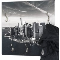 Product photograph of Tahoe Wooden Wall Hung 5 Hooks Coat Rack In Skyline Print from Furniture in Fashion
