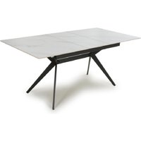 Product photograph of Tarsus Ceramic Extending Dining Table With Metal Legs In White from Furniture in Fashion