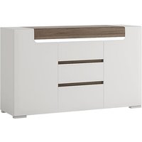 Product photograph of Tartu White High Gloss Sideboard 2 Doors 3 Drawers With Led from Furniture in Fashion