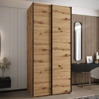 Product photograph of Tarzana Wooden Wardrobe With 2 Sliding Doors In Oak Artisan from Furniture in Fashion