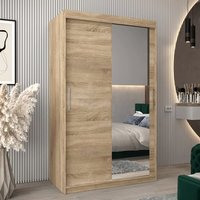 Product photograph of Tavira Ii Mirrored Wardrobe 2 Sliding Doors 120cm In Sonoma Oak from Furniture in Fashion