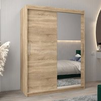 Product photograph of Tavira Ii Mirrored Wardrobe 2 Sliding Doors 150cm In Sonoma Oak from Furniture in Fashion