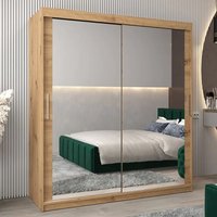 Product photograph of Tavira Iii Mirrored Wardrobe 2 Sliding Doors 180cm In Artisan Oak from Furniture in Fashion
