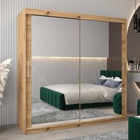 Product photograph of Tavira Iii Mirrored Wardrobe 2 Sliding Doors 200cm In Artisan Oak from Furniture in Fashion