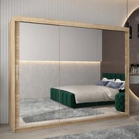 Product photograph of Tavira Iii Mirrored Wardrobe 3 Sliding Doors 250cm In Sonoma Oak from Furniture in Fashion
