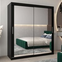 Product photograph of Tavira Iii Mirrored Wardrobe 2 Sliding Doors 180cm In Black from Furniture in Fashion