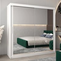 Product photograph of Tavira Iii Mirrored Wardrobe 2 Sliding Doors 200cm In White from Furniture in Fashion