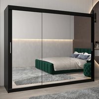 Product photograph of Tavira Iii Mirrored Wardrobe 3 Sliding Doors 250cm In Black from Furniture in Fashion