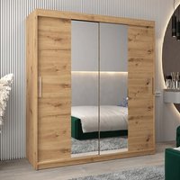 Product photograph of Tavira I Mirrored Wardrobe 2 Sliding Doors 180cm In Artisan Oak from Furniture in Fashion