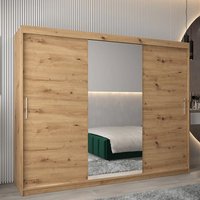 Product photograph of Tavira I Mirrored Wardrobe 3 Sliding Doors 250cm In Artisan Oak from Furniture in Fashion