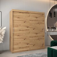Product photograph of Tavira Wooden Wardrobe 2 Sliding Doors 180cm In Artisan Oak from Furniture in Fashion