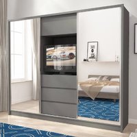 Product photograph of Telluride Mirrored Wardrobe With 2 Sliding Doors In Graphite from Furniture in Fashion