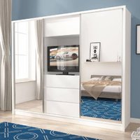 Product photograph of Telluride Mirrored Wardrobe With 2 Sliding Doors In White from Furniture in Fashion