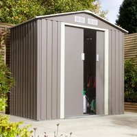 Product photograph of Thorpe Metal 6x4 Apex Shed In Light Grey from Furniture in Fashion