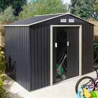 Product photograph of Thorpe Metal 8x6 Apex Shed In Dark Grey from Furniture in Fashion