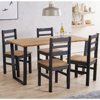 Product photograph of Tilston Wooden Large Dining Table With 4 Chairs In Oak And Black from Furniture in Fashion