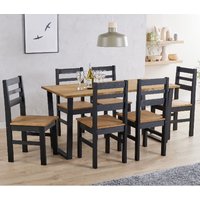 Product photograph of Tilston Wooden Large Dining Table With 6 Chairs In Oak And Black from Furniture in Fashion
