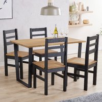Product photograph of Tilston Wooden Small Dining Table With 4 Chairs In Oak And Black from Furniture in Fashion