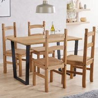 Product photograph of Tilston Wooden Small Dining Table With 4 Chairs In Oak from Furniture in Fashion