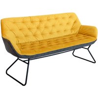Product photograph of Titania Two Tone Faux Leather 3 Seater Sofa In Yellow from Furniture in Fashion