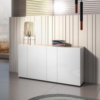 Product photograph of Tivoli Gloss Sideboard 4 Doors 6 Shelves In White Artisan Oak Top from Furniture in Fashion