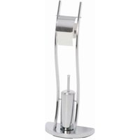 Product photograph of Contemporary Chrome Toilet Paper And Brush Holder from Furniture in Fashion