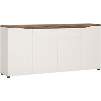 Product photograph of Toltec Wooden Sideboard In Oak And White High Gloss With 4 Doors from Furniture in Fashion