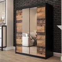Product photograph of Topeka 2 Mirrored 150cm Wardrobe With 2 Sliding Doors In Dark Oak from Furniture in Fashion