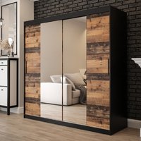 Product photograph of Topeka 2 Mirrored 200cm Wardrobe With 2 Sliding Doors In Dark Oak from Furniture in Fashion