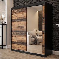 Product photograph of Topeka 1 Mirrored 180cm Wardrobe With 2 Sliding Doors In Dark Oak from Furniture in Fashion