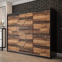 Product photograph of Topeka Wooden Wardrobe With 3 Sliding Doors In Dark Oak from Furniture in Fashion