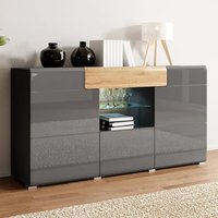 Product photograph of Torino High Gloss Sideboard With 3 Doors In Grey Oak And Led from Furniture in Fashion