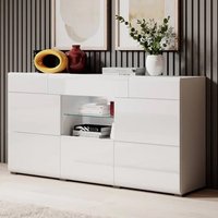 Product photograph of Torino High Gloss Sideboard With 3 Doors In White And Led from Furniture in Fashion