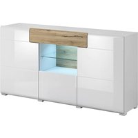 Product photograph of Torino High Gloss Sideboard With 3 Doors In White Oak And Led from Furniture in Fashion
