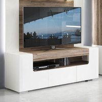 Product photograph of Tortola High Gloss Tv Stand With 2 Doors In White And Oak from Furniture in Fashion