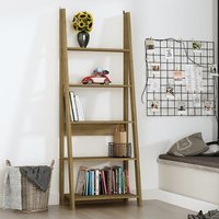 Product photograph of Travis Wooden Ladder Bookcase With 4 Shelves In Oak from Furniture in Fashion