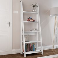 Product photograph of Travis Wooden Ladder Bookcase With 4 Shelves In White from Furniture in Fashion