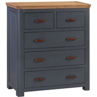 Product photograph of Trevino Wooden Chest Of 5 Drawers In Midnight Blue And Oak from Furniture in Fashion