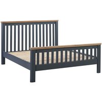 Product photograph of Trevino Wooden Super King Size Bed In Midnight Blue And Oak from Furniture in Fashion