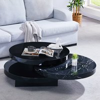 Product photograph of Triplo Round Rotating Coffee Table In Milano Marble Effect from Furniture in Fashion