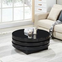 Product photograph of Triplo Round High Gloss Rotating Coffee Table In Black from Furniture in Fashion